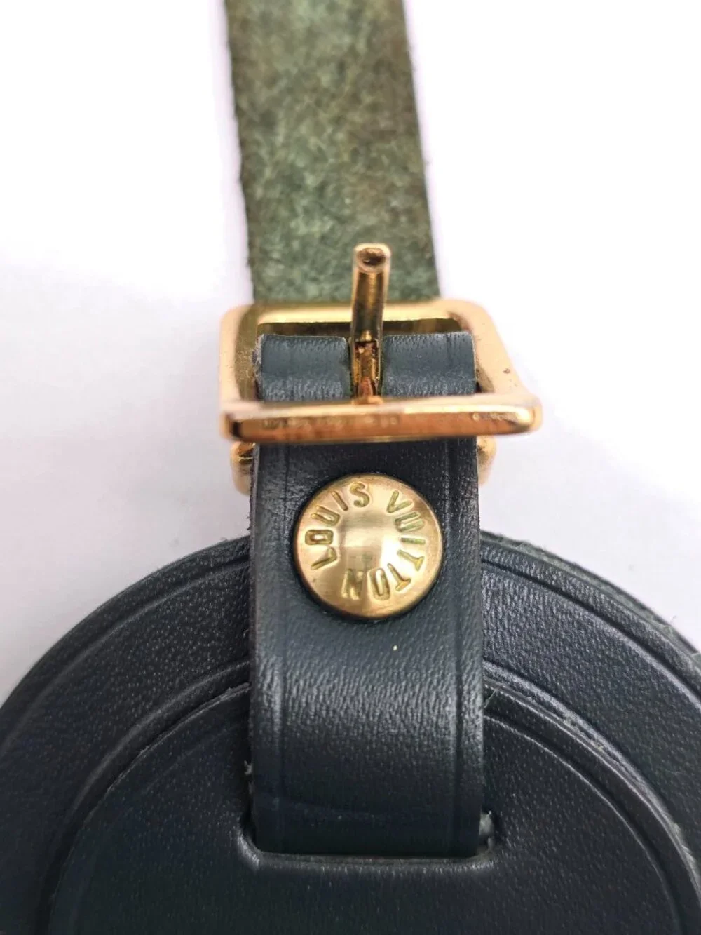 Authentic Louis Vuitton Black Leather Luggage Tag